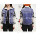 Wholesale Fashion Women Denim Jackets with Knitting Sleeve